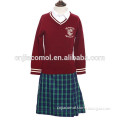 Hot sell factory price school uniform, school girls plaid skirt uniform